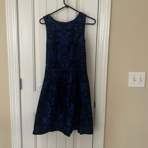 Blue with black design